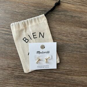 Madewell Gold Floating Crystal Huggie Hoop Earrings